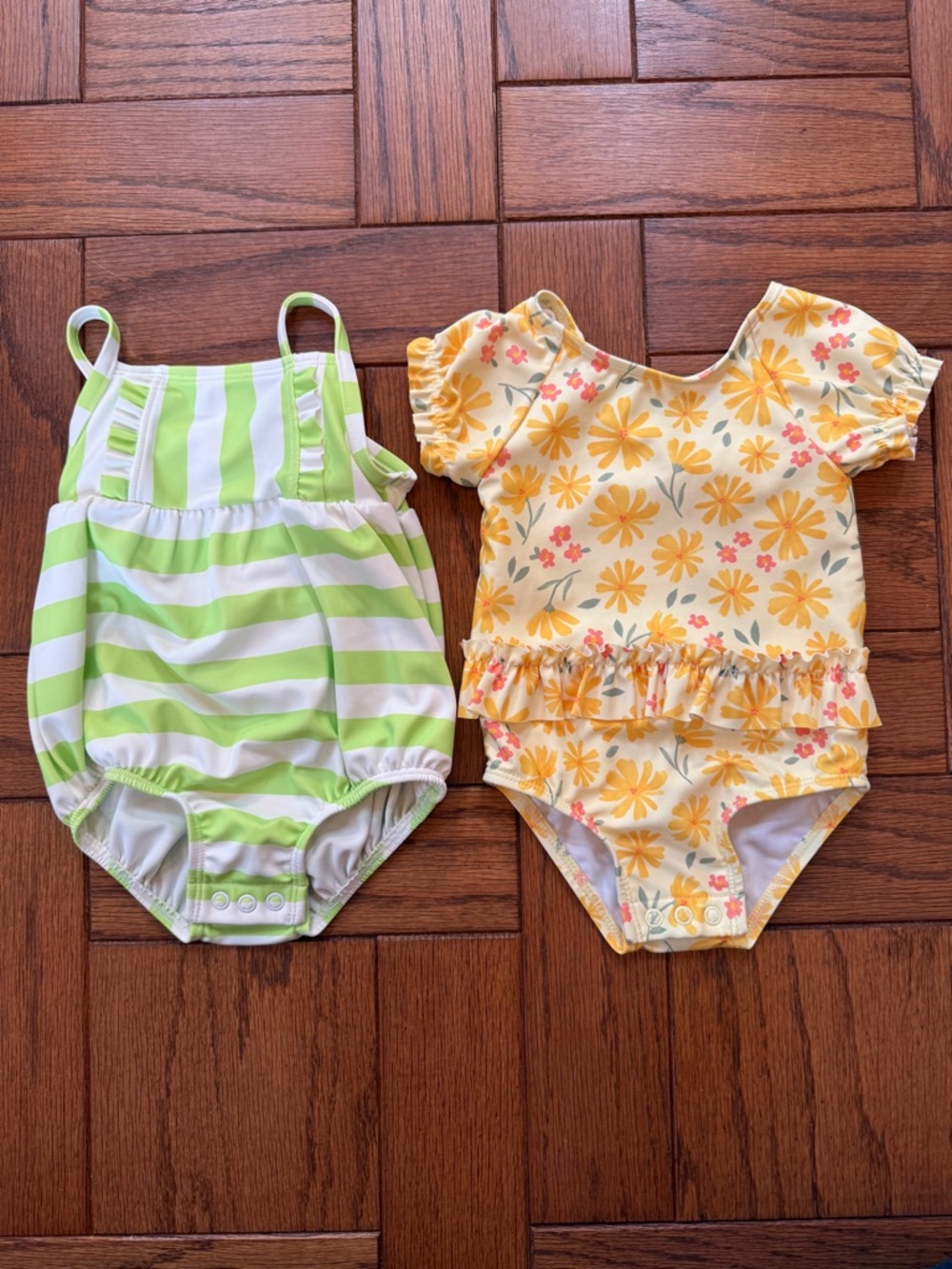 Carter's Yellow Floral Swimsuit & Green Stripe Swimsuit Set